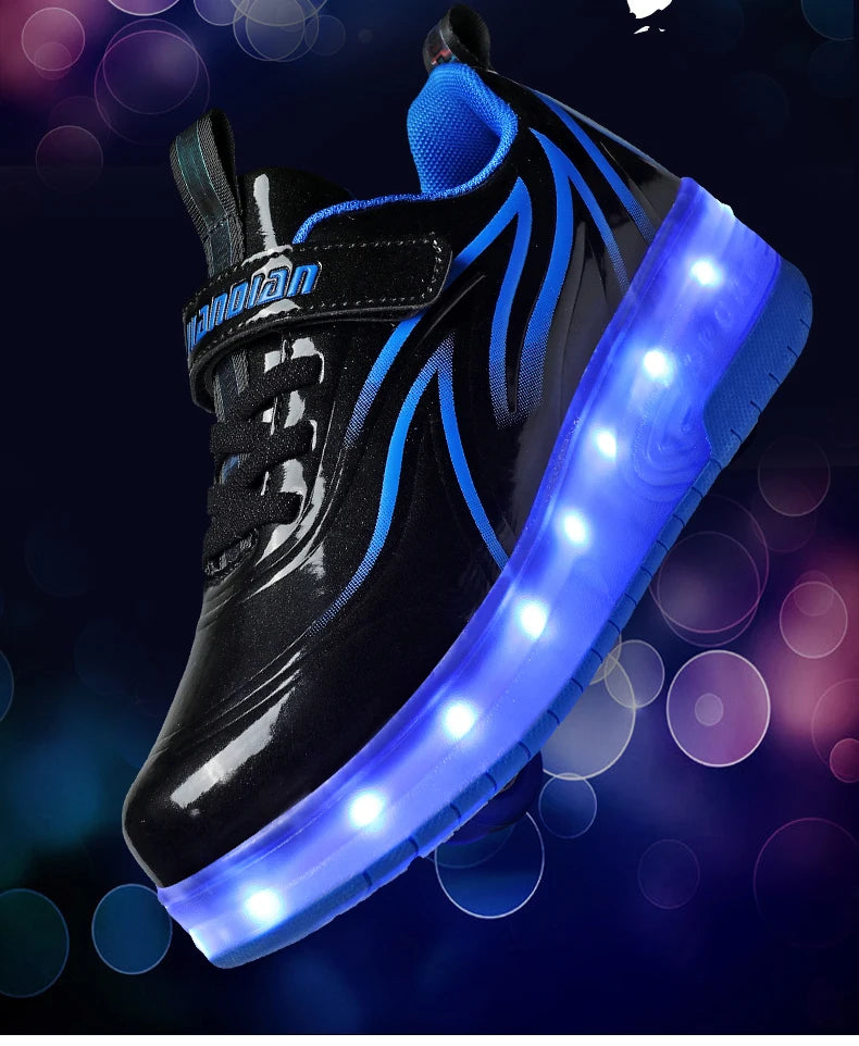 Two Wheels Children's Led Light Roller Skate Shoes For Kids Boys Girls Luminous Sneakers Skateboard USB Charging.