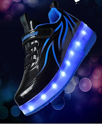 Two Wheels Children's Led Light Roller Skate Shoes For Kids Boys Girls Luminous Sneakers Skateboard USB Charging.