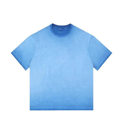 Retro Style Short-sleeved Gradual Change T-shirt Men's and Women's Casual Fashion Loose Simple Cotton Crew Neck Bottoming Shirt.