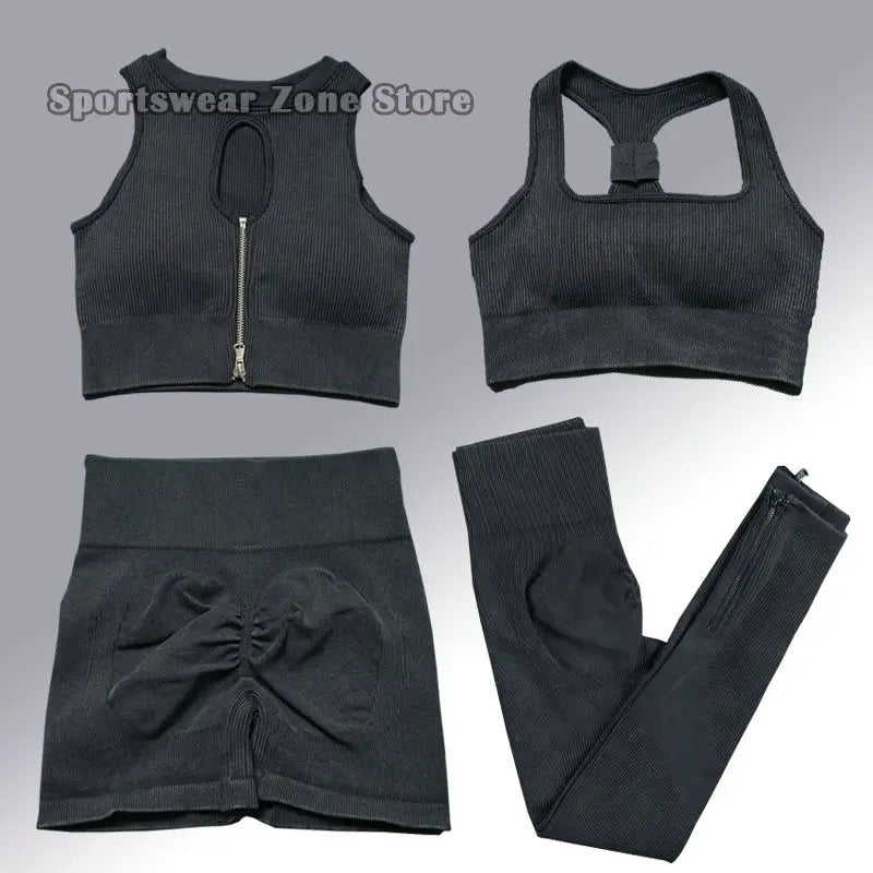 Yoga Suit High Waist Leggings Running Training Tights Sports Outfits Long Sleeve Crop Top Bra Seamless Fitenss Set Fitness Wear