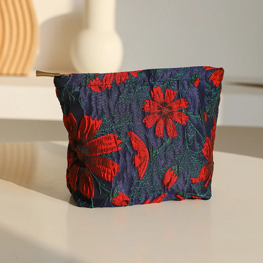 Mini Female Cosmetic Bag Portable Red Soft Small Sanitary Napkin Storage Bag Commuter Coin Key Bag Portable Bank Card Bag.