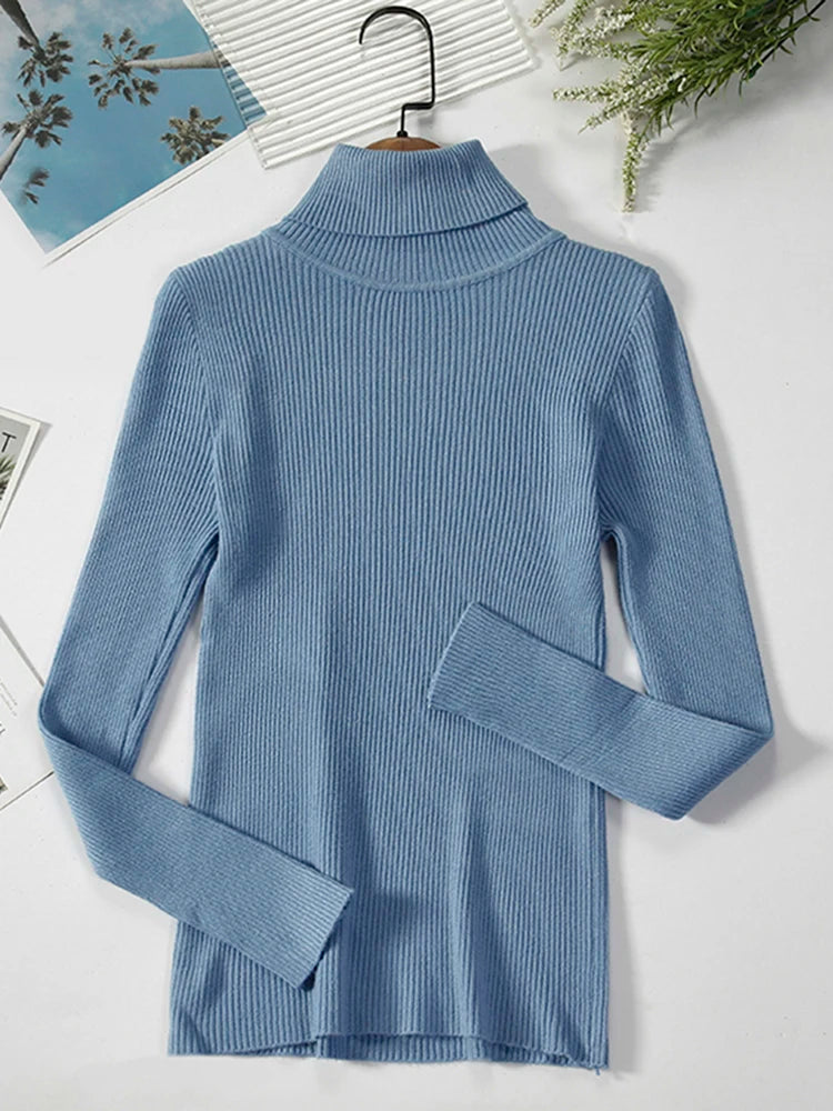 JMPRS Rollkragenpullover Frauen Mode Einfache Winter Pullover Jumper Hohe Elastische Gestrickte Herbst Weibliche Grundlegende Tops Casual Bluse