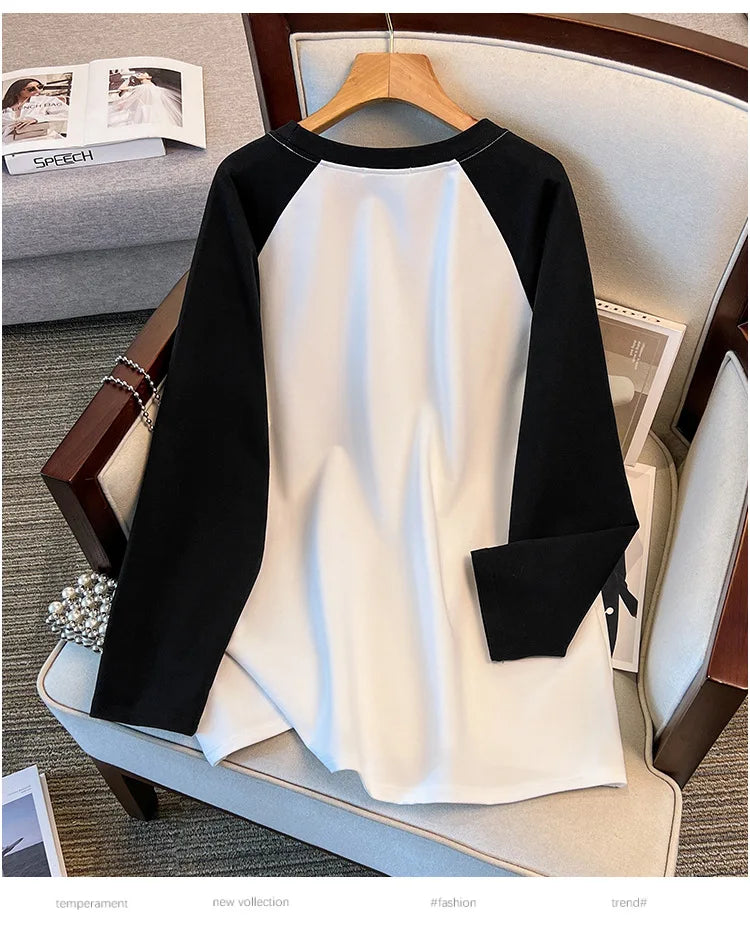 175kg plus size Damen büste Frühling Herbst lockeres Oberteil Rundhals bedrucktes Langarm-Sweatshirt 4xl 5xl 6xl 7xl 8xl 9xl