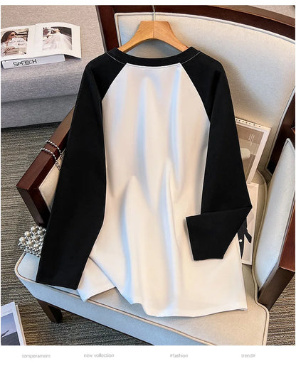 175kg plus size Damen büste Frühling Herbst lockeres Oberteil Rundhals bedrucktes Langarm-Sweatshirt 4xl 5xl 6xl 7xl 8xl 9xl