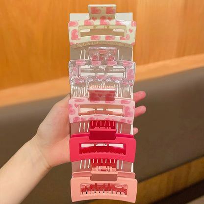 5Pcs for Women, Pink, Fashionable and Cute, Square Hair Clip Shark Clip, Suitable for Daily Use, Gift Hair Accessories.