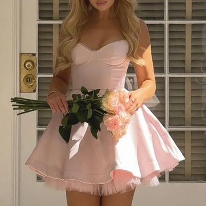 Mingmingxi Sommer A-Linie Flare-Kleid 2024, Blumendruck, Mini-Tüllrock, lässig, Urlaub, Party, Damenbekleidung