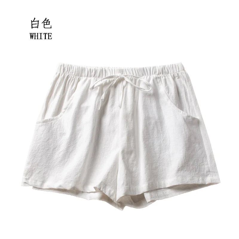 Summer Cotton Linen Shorts Women High Waist Oversize Shorts Short Pants Women Fashion Casual Sports Shorts Female S-XL