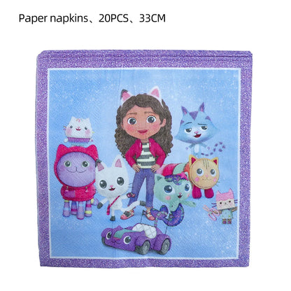 Disney Gabby Puppenhaus Geburtstag Party Dekoration Ballon Servietten Kinder Einweggeschirr Thema Party Supplies Kinder Geschenke