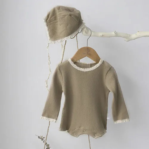 Infant Baby Mädchen Jungen Overall Einem stück Outfit Waffel Baumwolle Langarm Kleinkind Baby-spielanzug Frühling Herbst Baby Kleidung