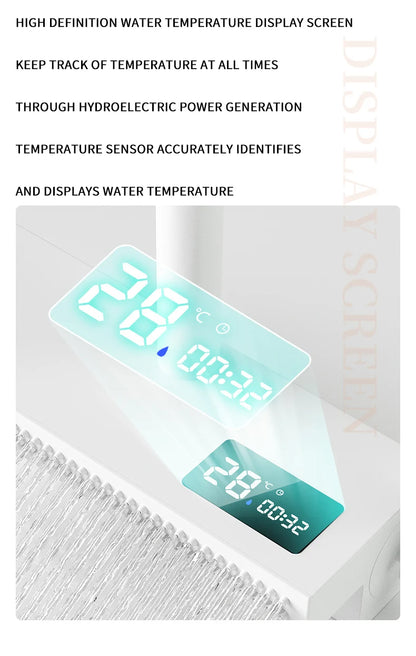 White Stainless Steel Kitchen Sink with Digital Display Multifunction Waterfall Faucet large Wash Basin for Kitchen Accessories