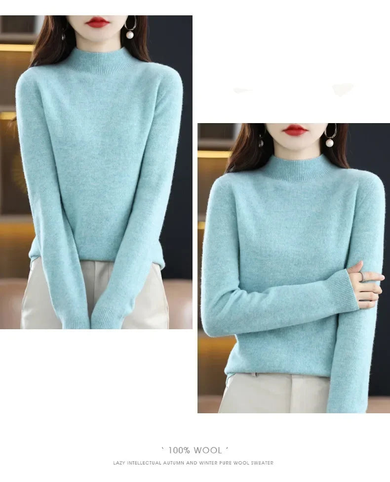 2025 Women's Casual Knit Tops Half-neck Pullover In Autumn And Winter New Cashmere Sweater Women's Coat 19 Colors.