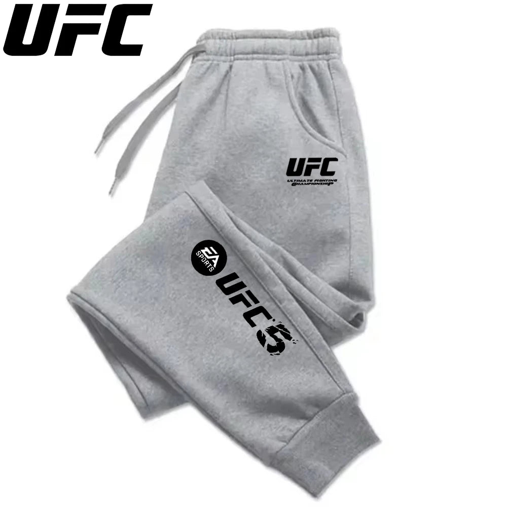 UFC Mens Casual Pants Autumn Winter Sweatpants Gym Trousers Fashion Solid Color Workout Long Pants Men Running Jogger Sports.