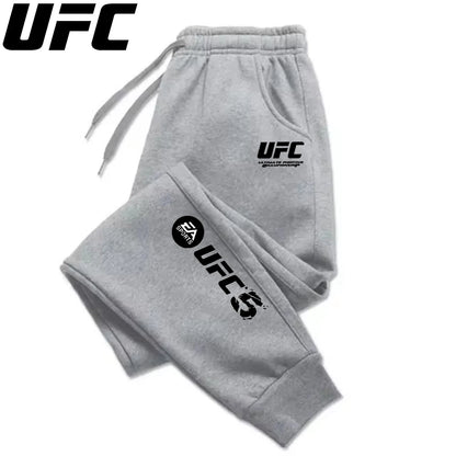 UFC Mens Casual Pants Autumn Winter Sweatpants Gym Trousers Fashion Solid Color Workout Long Pants Men Running Jogger Sports.