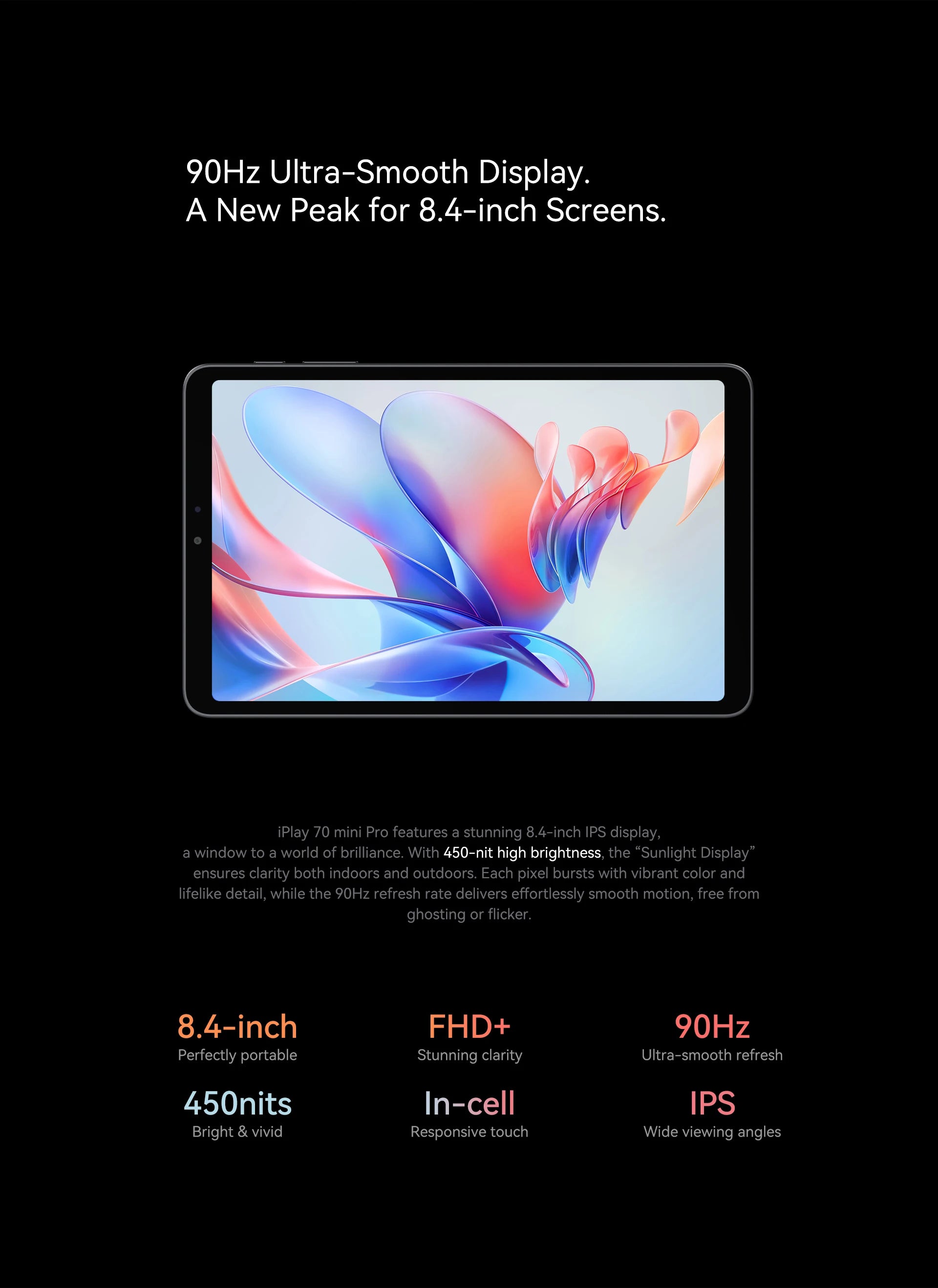 ALLDOCUBE iPlay70 mini Pro Tablet 8.4" 90Hz Display MT8791 16GB（8GB+8GB Virtual）RAM 256GB ROM 4G LTE 6050mAh Android15.