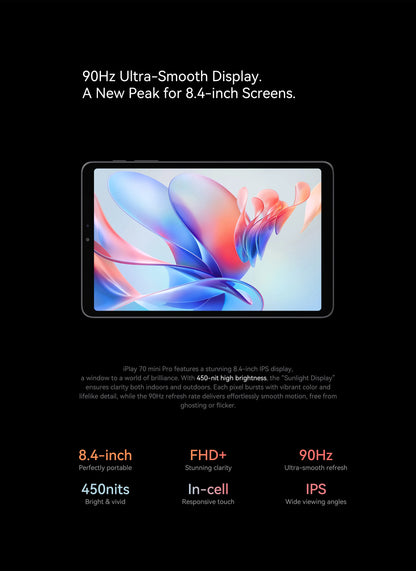 ALLDOCUBE iPlay70 mini Pro Tablet 8.4" 90Hz Display MT8791 16GB（8GB+8GB Virtual）RAM 256GB ROM 4G LTE 6050mAh Android15.