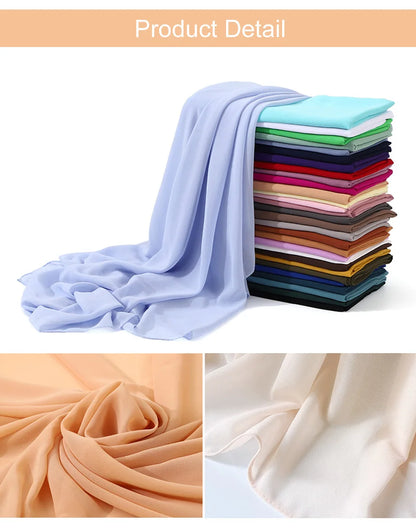 Muslim Chiffon Hijab Scarf Women Long Solid Color Head Wrap For Women Hijabs Scarves Ladies Muslim Veil Jersey Hijabs.