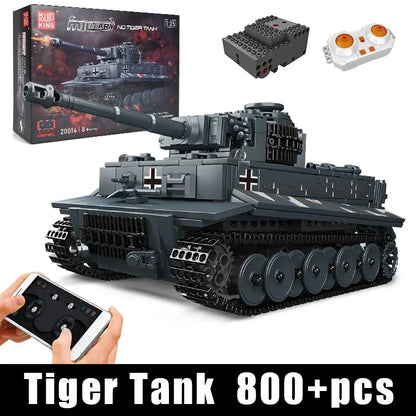 Mould King 20014 Military Toys The APP&RC Motorized Tiger Tank Model Assembly Technical Car Building Block Kids Christmas Gifts.