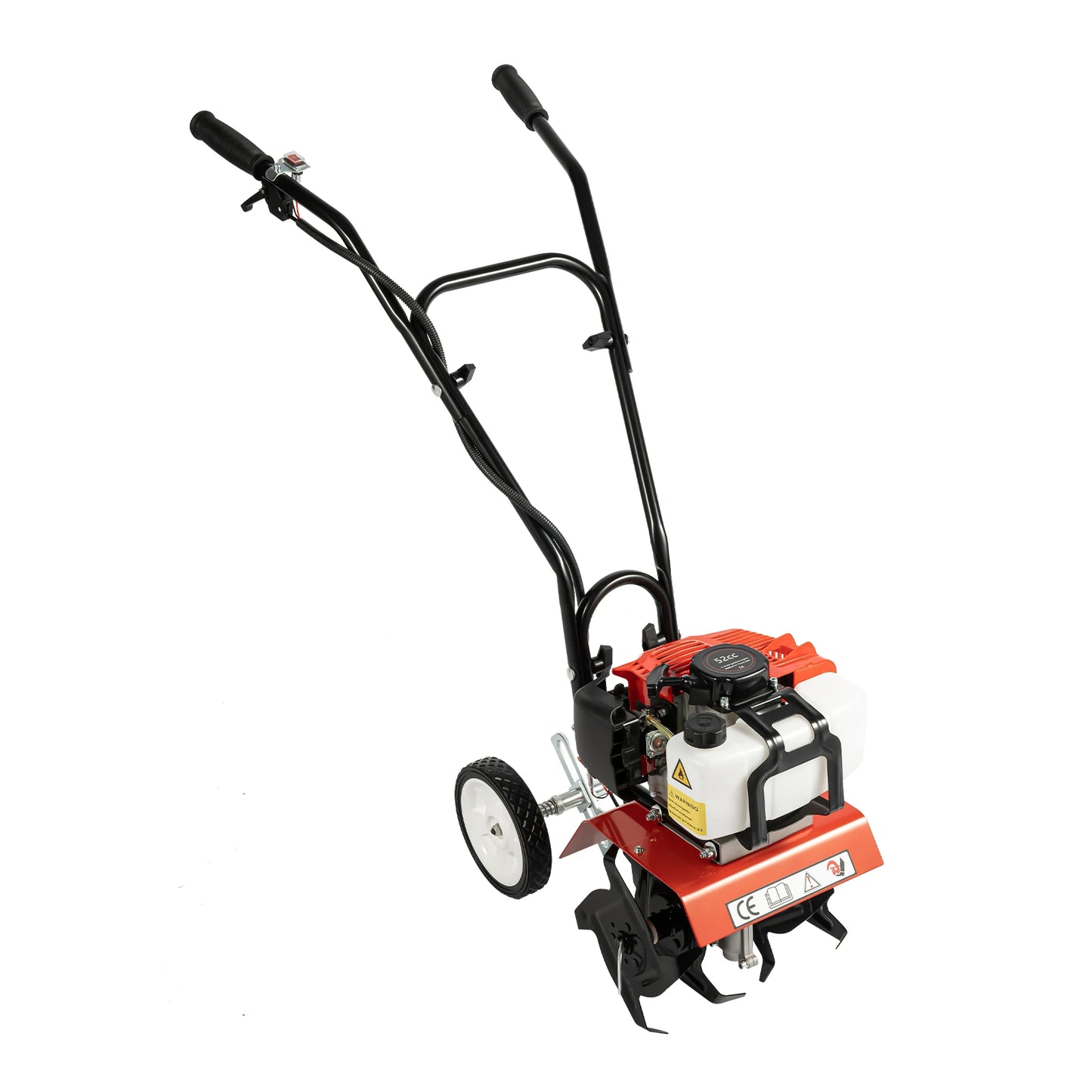 52CC 1700W Benzin-Gartenfräse  Kabelloser, luftgekühlter 2-Takt-Grubber, rotierend, zum Laufen, Lösen, 12 Zoll/30 cm breit, 12 cm dp