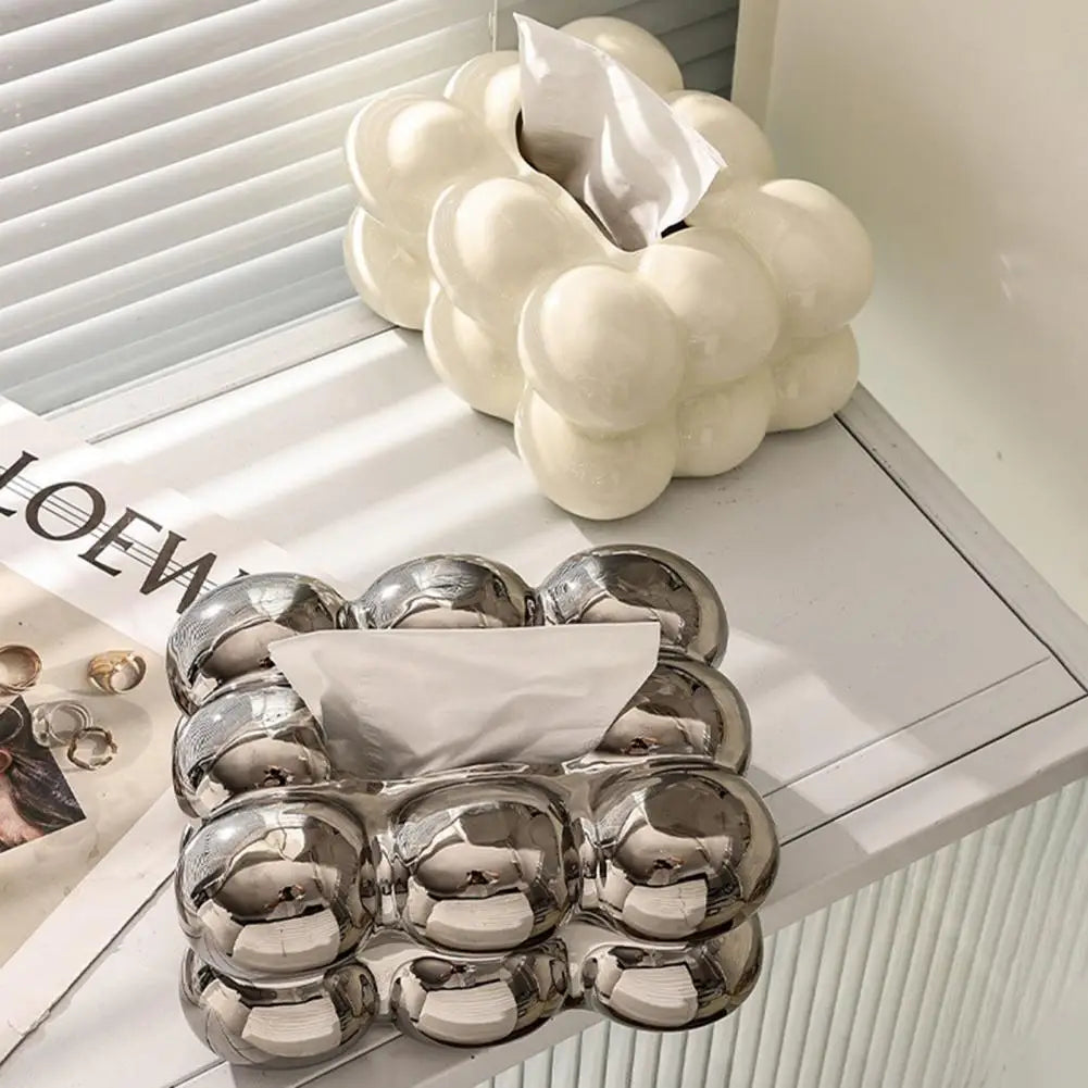 Nordic Style Tissue Box Napkin Holder Case Paper Box Container Modern Marshmallow Shape Tissue Case Refill Napkin Holder Box.