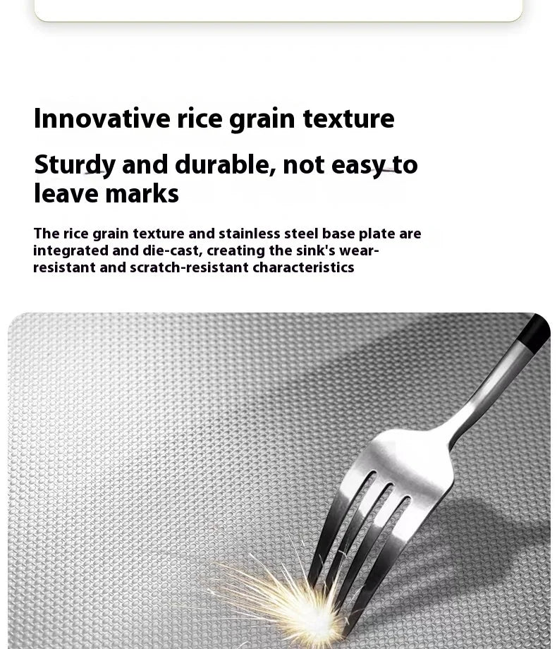 Stainless Steel Kitchen Sink Rice Grain Embossing Scratch and Abrasion Resistant Antifouling Large Single Slot Wash Dish Basin