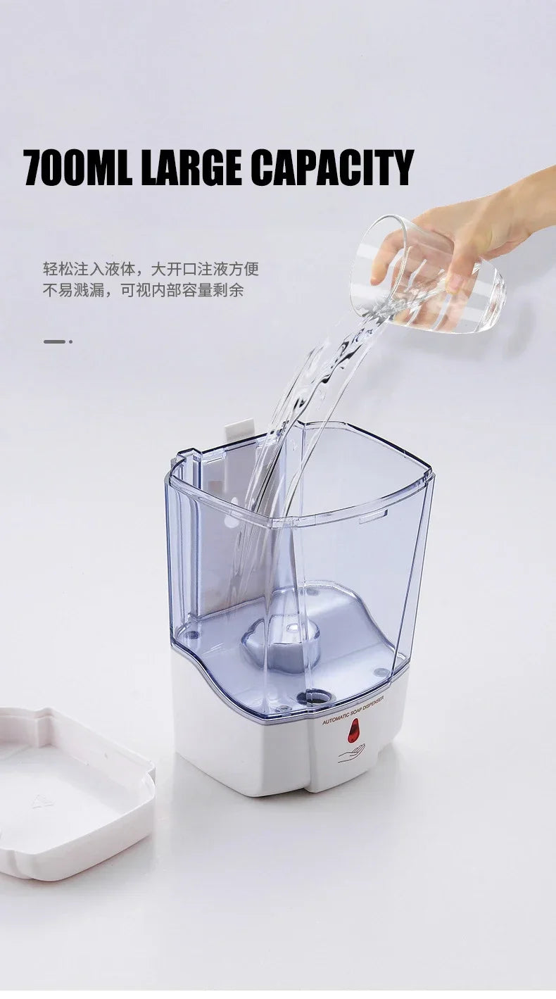 Automatischer berührungsloser Seifenspender 700 ml, wandmontierter, batteriebetriebener Sensor-Handwascher mit großem Fassungsvermögen für Badezimmer und Küche