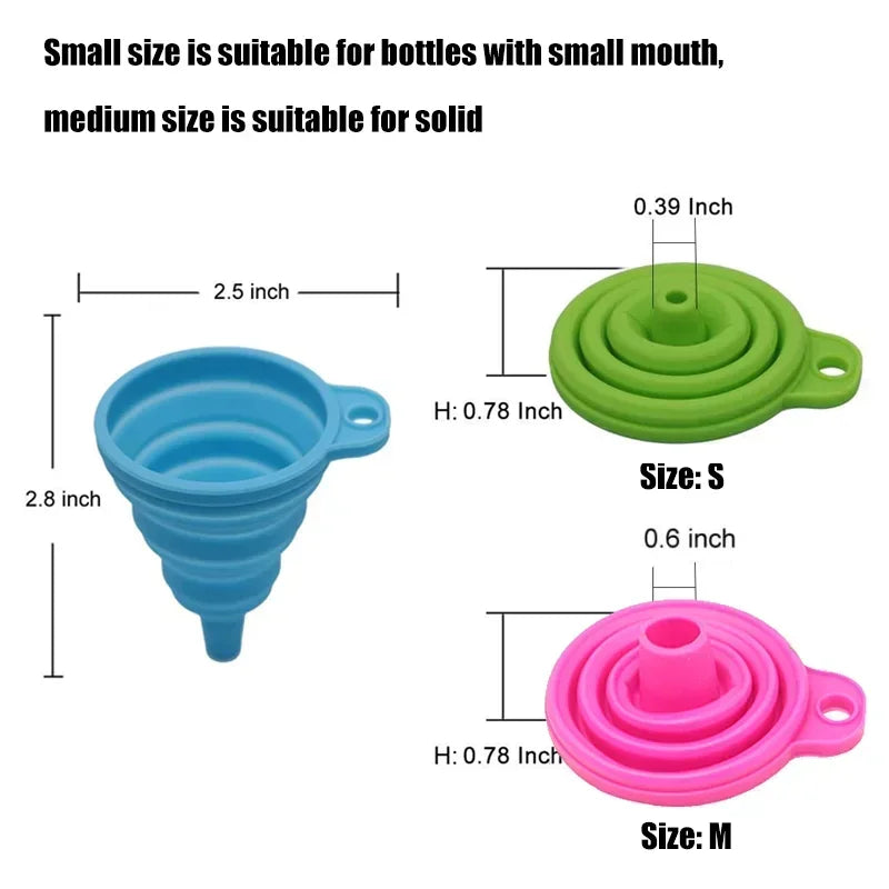 Kitchen Silicone Funnel  Foldable Funnel for Filling Water Bottle With Liquid Transfer Portable Oil Pot Funnel Kitchen Gadgets.