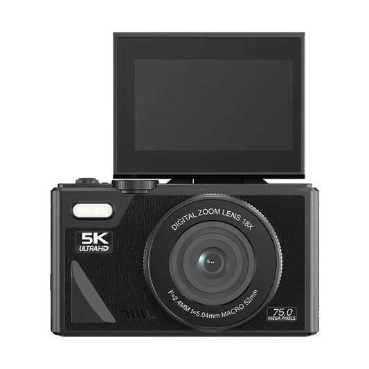 Compact 5K Vlogging Camera for Students-64MP 18 Zoom Rotatable screen Wi-Fi Transmission.