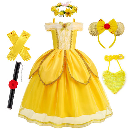 Belle Cosplay Prinzessin Kleid Mädchen Geburtstag Charme Kostüm Kinder Karneval Party Bühne Leistung Vestido Kinder Disguise Kleid