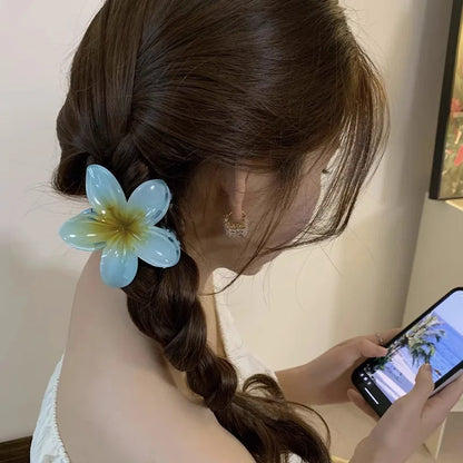 New Hawaiian Gradient Hair Clips Women Flower Hair Claws Shark Hairpins Vacation Beach Style Hairpins Hair Accessories.