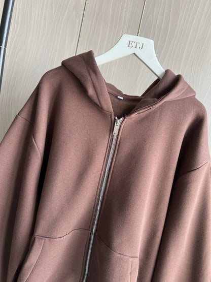 ETJ 2025 Fall/Winter new  women's casual sports oversized zipper hoodie wide leg mop sweatpants set 4174842.