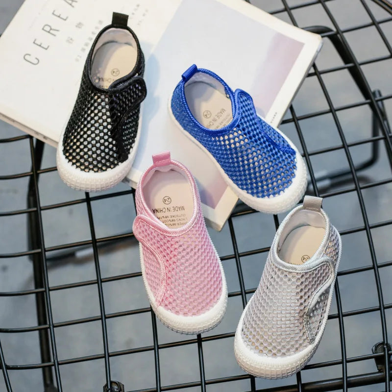 Kids Summer Shoes for Boys Girls Toddlers Children Casual Flats Air Mesh Net Breathable Hollow Cut-outs Sneakers Soft Fashion.