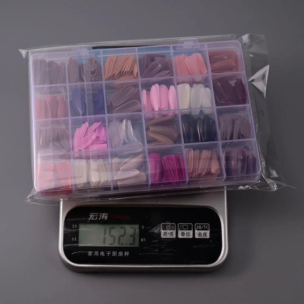 576Pcs/box Medium-Long Coffin Press On Nails Matte Full Cover Ballet False Nails Wearable Acrylic Fake Nails Extension For Women.