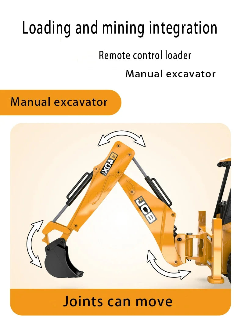 Double E E589 RC Excavator 1/20 2.4G 11CH Remote Control Cars Trucks Backhoe Loader Light Sound Construction Truck JCB Model.