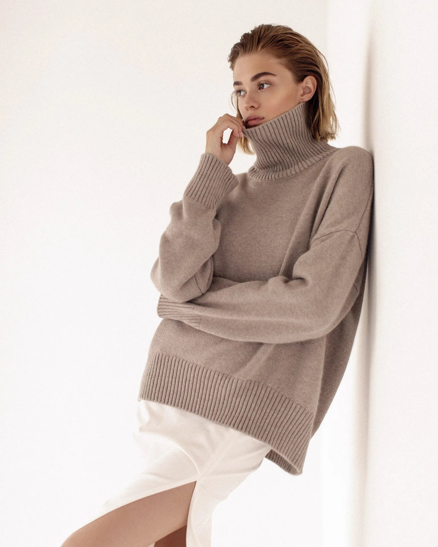 Herbst Und Winter Verdickte Rollkragenpullover frauen Lose Faul Gestrickte Pullover Silhouette Casual Pullover.