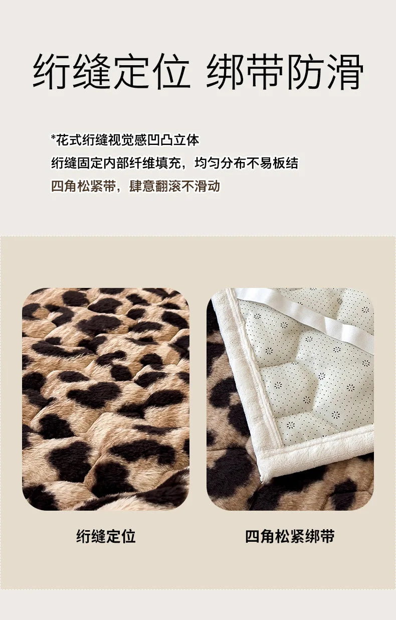 Winter Warm Velvet Mattress Cover Home Dormitory Soft Thick Quilted Bed Sheets Queen Size Bed Cover Fold Tatami Mat Bedspread.