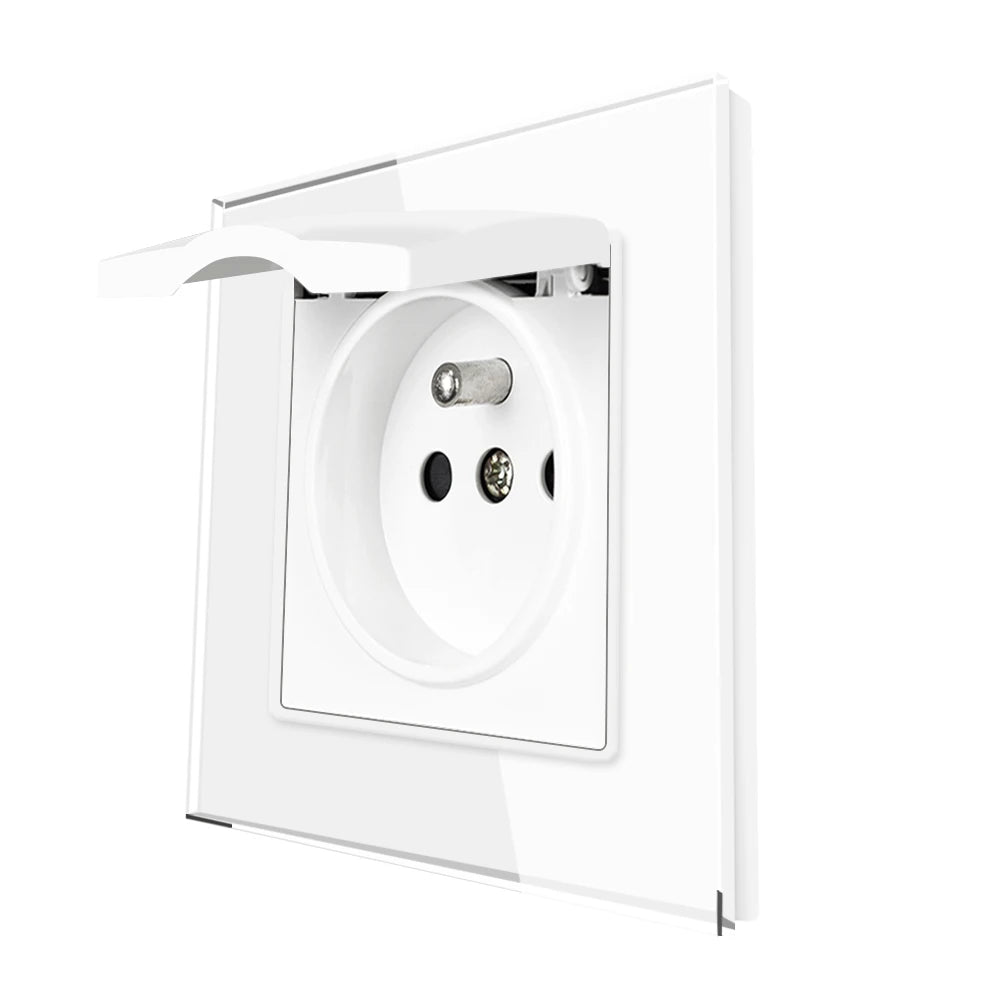 SRAN Französische USB-Wandsteckdose 5 V 2,1 A, Kristall-Hartglasscheibe 16 A 220 V 82 x 82 mm Steckdose Frankreich-Standard mit Abdeckung.