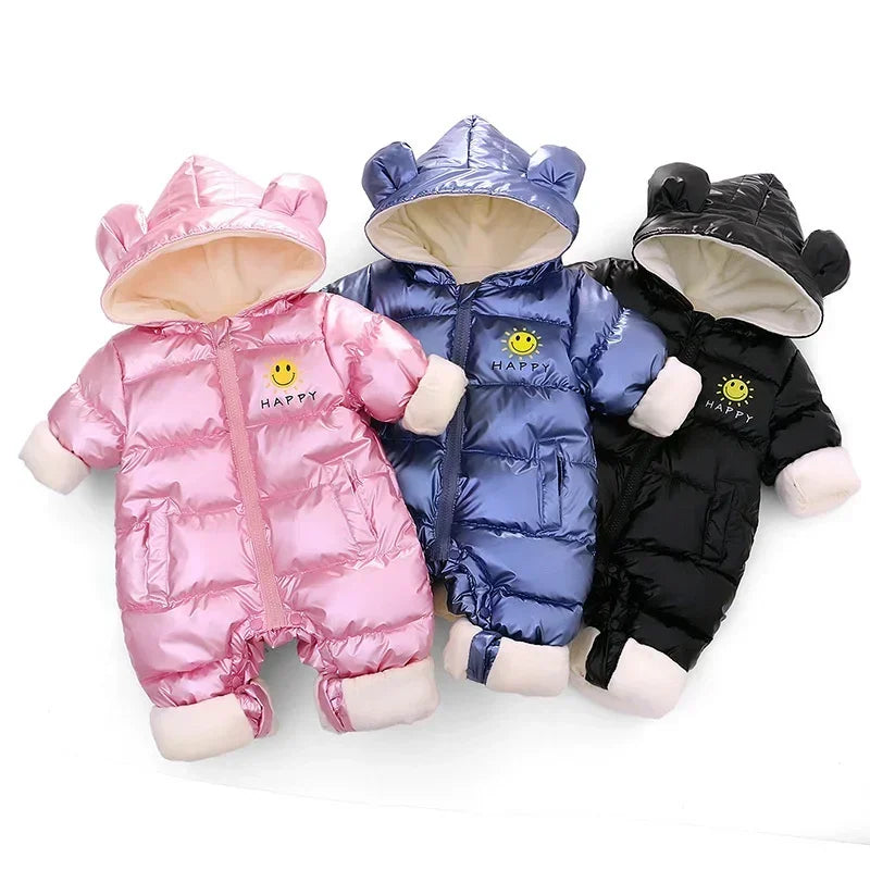 Plus Dicke Samt Bodys Kleidung Winter Baby Wasserdicht Mit Kapuze Einteiliges Mädchen Jungen Overalls Ski Anzug Infant Dicke Warme strampler.