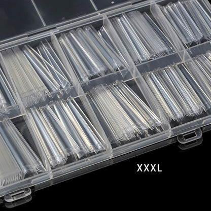 240PC Professional 3XL Extra Long Clear Square Nail Tips 12 Sizes Half Cover Acrylic Nails NO C CURVE Long Square Fake Nail Tips.