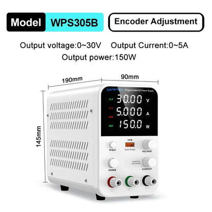 Wanptek Laboratory Power Supply 30V 5A 30V 10A 60V 5A 120V 3A Encoder Adjustment with USB Fast Charging Lab DC Power Supply.