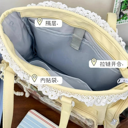 New Y2K Cute Japanese Ita Bag Lolita Girl Transparent Shoulder Tote Bag Large Capacity Crossbody Casual Bag DIY Display Handbags.