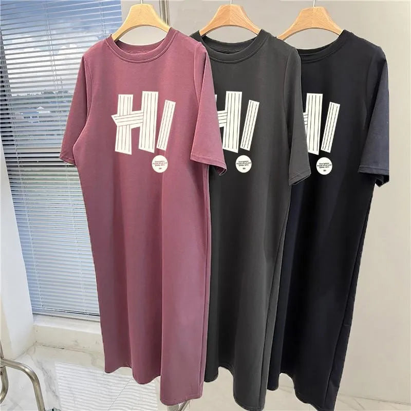 Koreanische Casual Lose Kurzarm Kleid frauen Sommer Neue Plus Größe Pullover Kleid.