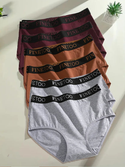 Finetoo 6Pcs/Set Women's Seamless Cotton Briefs Women Plus SizePanties Breathable Underwear Female Low Waist Soft Lingerie S-XXL