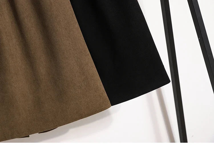 2025 Autumn Winter Plus Size Skirts Women High Waist Solid A-line Skirt Back Slit Korean Thick Elegant Fleece-lined Style Skirts.