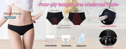 4pcs Women Menstrual Panties+gift Menstrual Cup Female Period Leak Proof Underwear Plus Size Maternal Physiological Briefs.