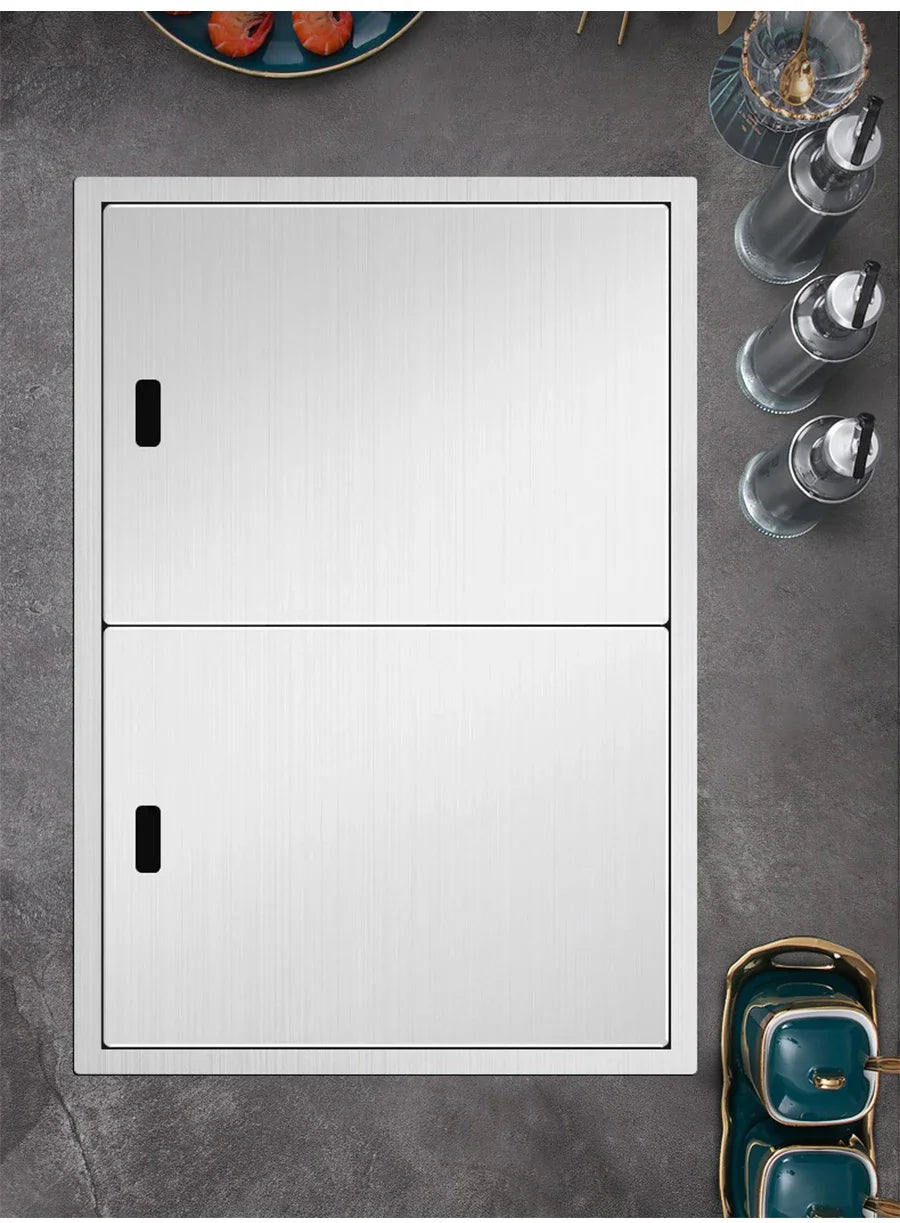 Nanometer Double Cover Hidden Kitchen Sink 304 Stainless Steel 3 Holes Handmade Single Large Size Kitchen Hidden Sinks