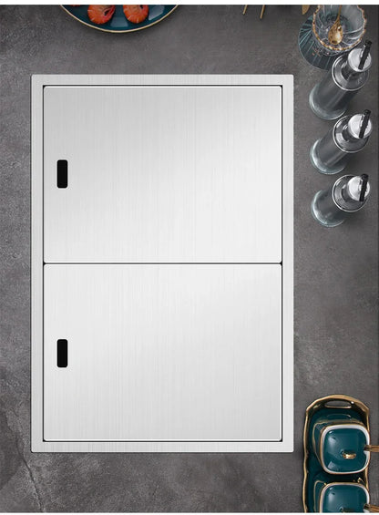 Nanometer Double Cover Hidden Kitchen Sink 304 Stainless Steel 3 Holes Handmade Single Large Size Kitchen Hidden Sinks