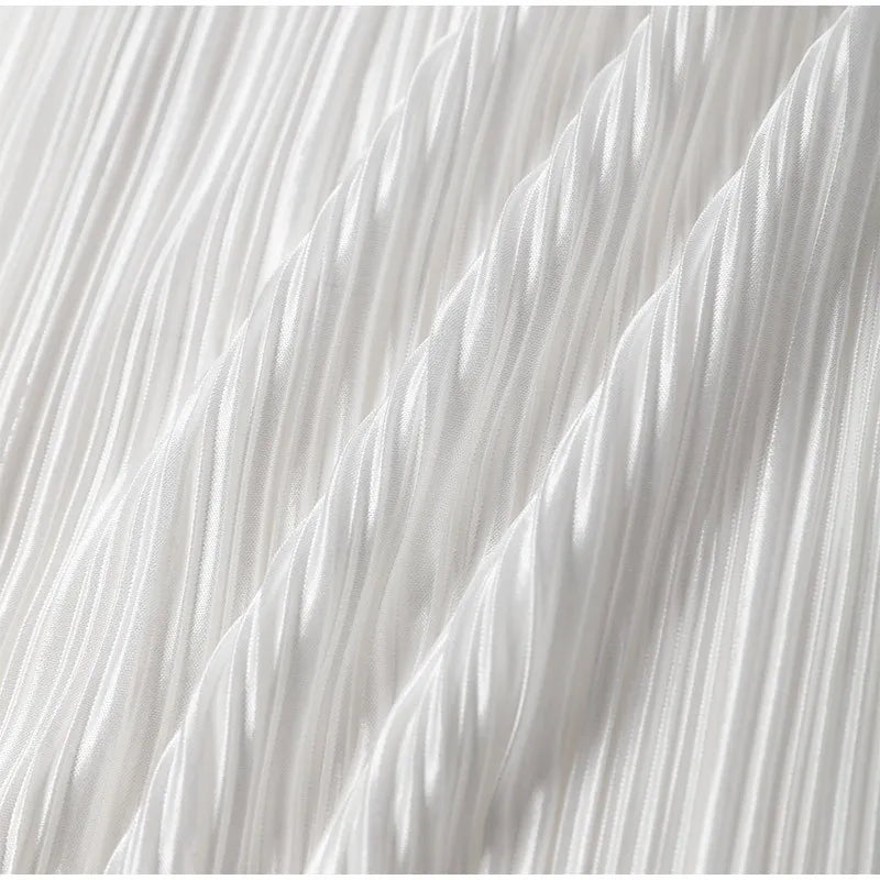 2024 Spring Autumn Women's New Solid Color Button Shirt Long Sleeve Drop Feel Loose Soft Wrinkle Casual Two Piece Set