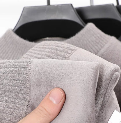 New 2025 Men's Cashmere Sweater Warm Thickened Winter Casual Solid Knitted Pullovers Mock Neck Thicker Fleece Sweater for Men.