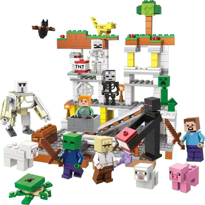 TreeHouse Village Farm Cave Mine Alex Zombie Action Figures Building Blocks Toys Gift for Children.