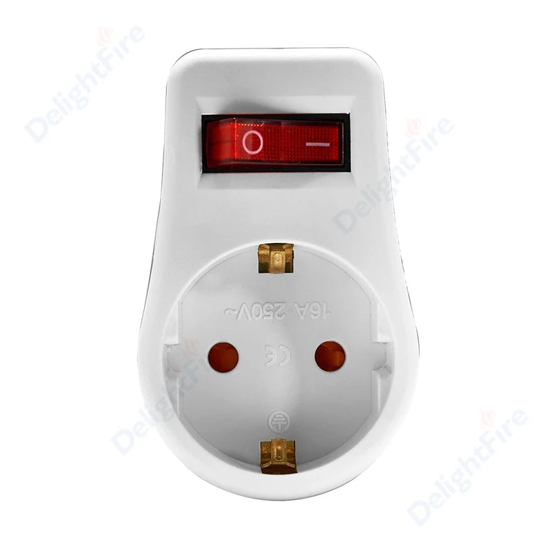 EU-Steckdose mit EIN/AUS-Schalter, 2-polig, 4,8 mm, europäischer Standard-Adapter, Erweiterungssteckdose, Stromverlängerungsstecker-Konverter.